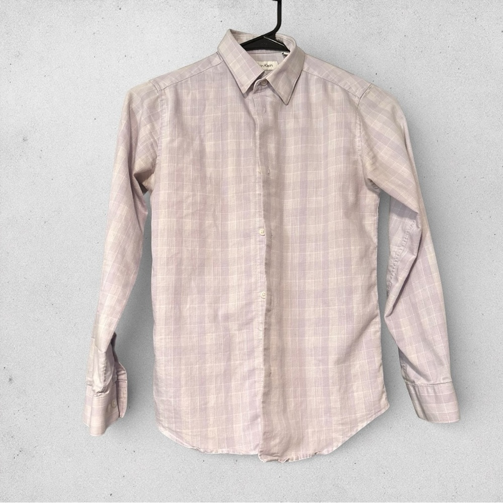 Calvin Klein kid’s Dress Shirt - Light Purple Plaid